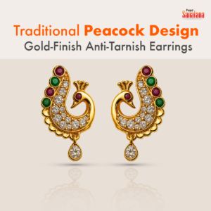 Peacock Design Gold-Finish Anti-Tarnish Earrings – Traditional Temple Style