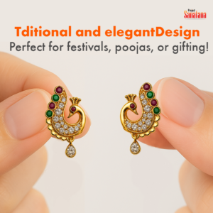Peacock Design Gold-Finish Anti-Tarnish Earrings – Traditional Temple Style