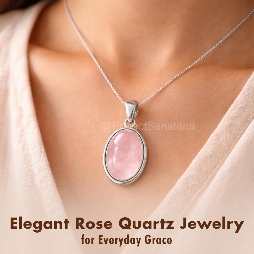 Natural Rose Quartz Pendant in 925 Pure Silver - Image 5