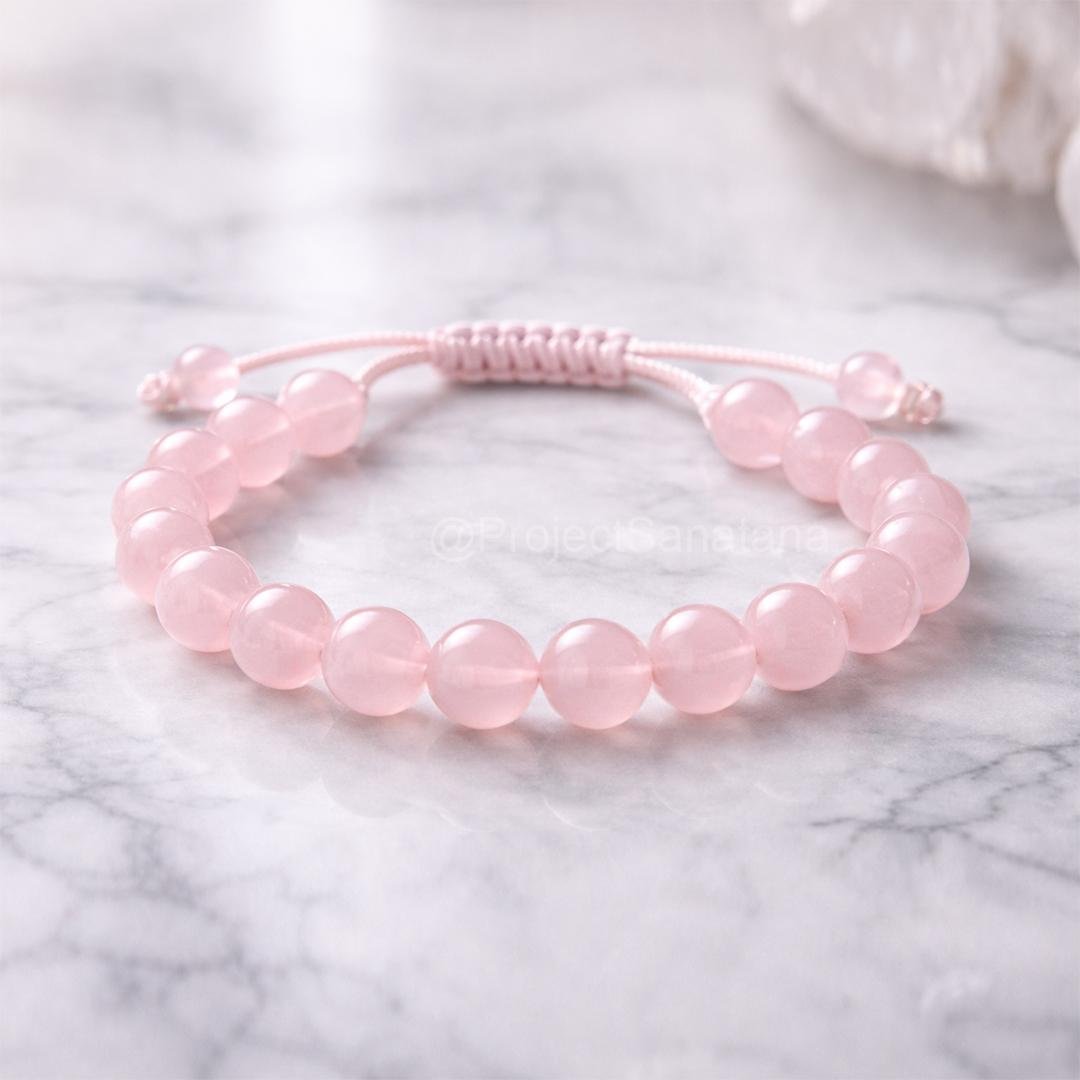 Natural Rose Quartz Bracelet, Symbol of Love & Emotional Harmony