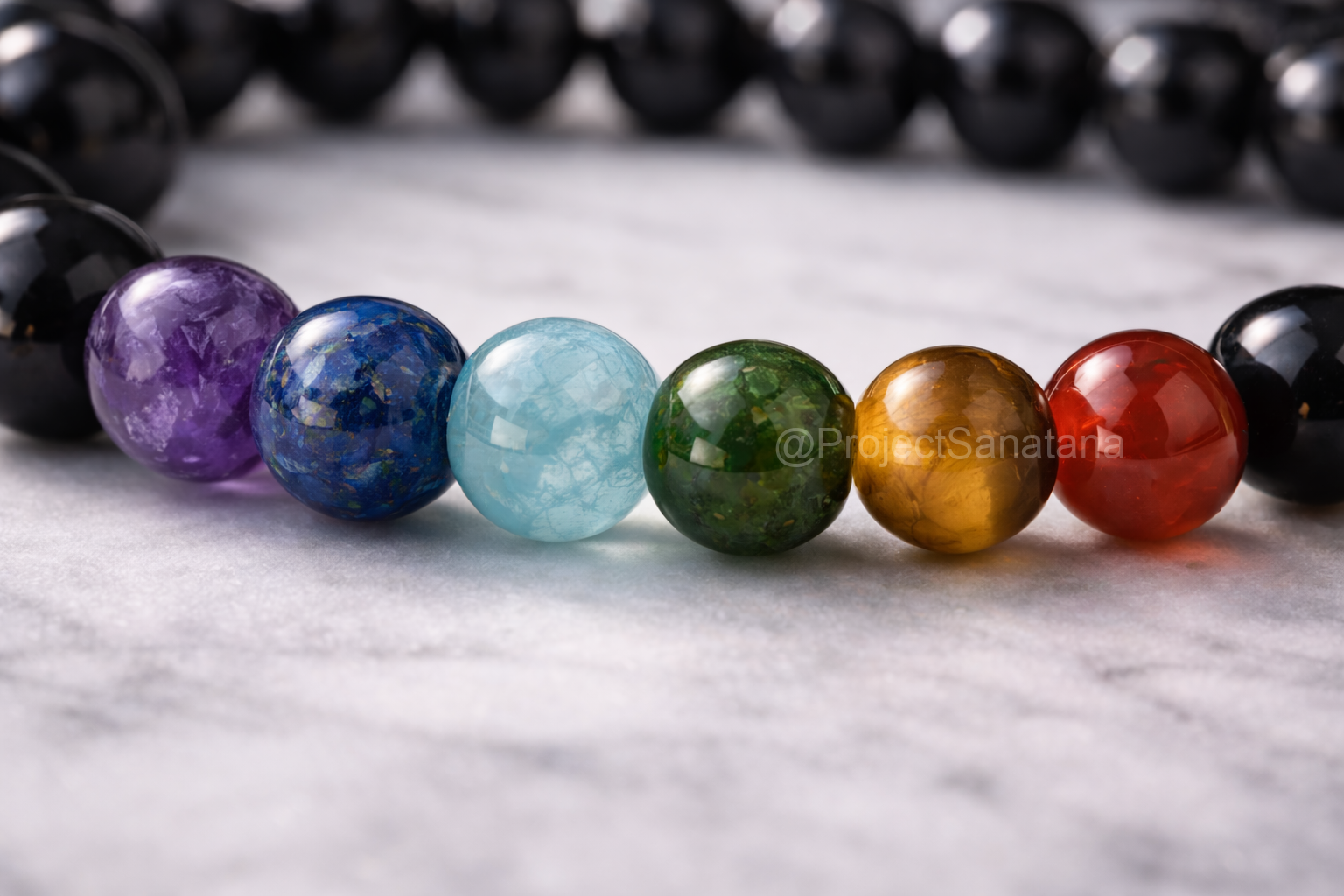 7 Chakra Bracelet with Black Tourmaline - Image 2