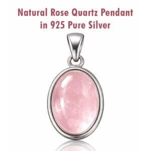 Natural Rose Quartz Pendant in 925 Pure Silver | Buy Online India