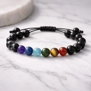 7 Chakra Bracelet with Black Tourmaline | Buy Online India